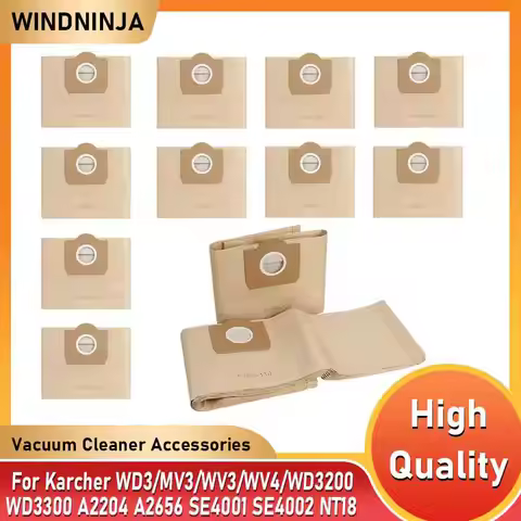 10PCS Dust Bag 6.959-130 For Karcher WD3/MV3/WV3/WV4/WD3200 WD3300 A2204 A2656 SE4001 SE4002 NT18 Ro