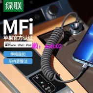 【現貨下殺】綠聯 PD快充線車載彈簧伸縮汽車mfi認證iphone13適用搖鑰匙業葉醫儀義億