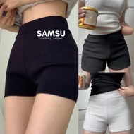 Black Funoff Short RibbedShorts - Biker short for active summer women for gym yoga