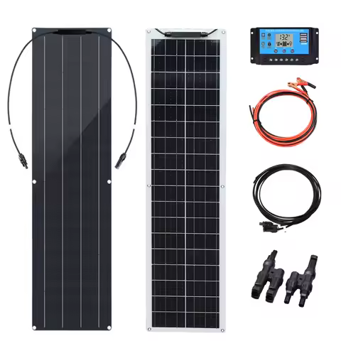 WUZECK Flexible Solar Panel Kit 50 Watt PV Module 100 Watt 12V 24V Solar Cable Cell Home Outdoor Car