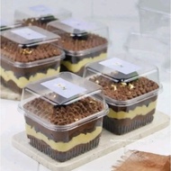 RORA - (10 Pcs) 250ml Square cake fruit mousse transparent plastic packaging box bean milk disposabl