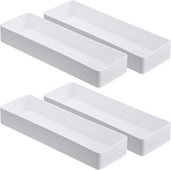 4 Pack Plastic Drawer Organizer 9.5 x 3 x 1.4 Inch Tabletop Organizer Tray Stationery Holder White H