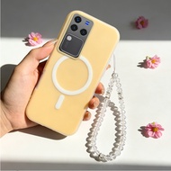 2 in 1 Case for VIVO V30 PRO 5G 2024 VIVO V30 V30E 5G phone case pearl bracelet hard shell for girls