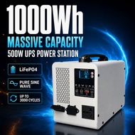 Power Station 1000Wh 1kWh LiFePO4 Portable 500W UPS 5ms Pure Sine Wave Solar Charging Emergency Back