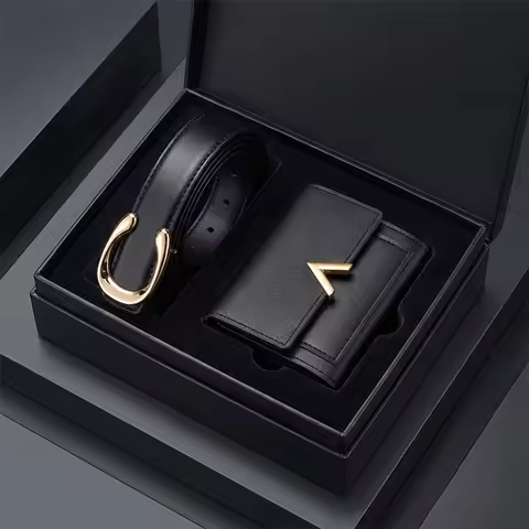 2PCS New Women's C Buckle Belt Wallet Set Fashion Women Clothing Accessories Wholesale High Quality 
