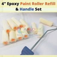 4 inch Epoxy Roller Brush Refill for Solvent Base Epoxy PU Floor Coating / 18" Handle Set for Solvent/ Thinner CARLOUR