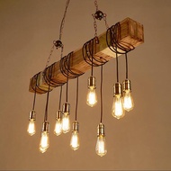 [Pre-Order 18-25 Days]Industrial Wood Pendant Light 10pcs E27 bulb holder(FREE BULB INCLUD)