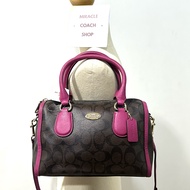 กระเป๋าถือ COACH ของแท้ มือ 1 ทรงหมอน Coated canvas ลาย Signature สายหนังแท้ มีสายยาว รุ่นหายาก COAC