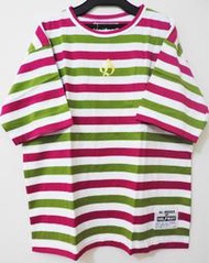 【古著S】日本製🔵HALFWAY 短袖T恤🔵L號 條紋 紫色 綠色 品牌 日系 潮流 潮牌 寬鬆 休閒 男生 女生