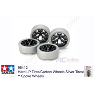 💯Tamiya #95412 - Hard LP Tires/Carbon Wheels Silver Tires/Y Spoke Wheels[95412]