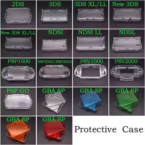 Plastic Clear Crystal Protective Hard Shell Skin Case Cover For GBA SP NDSL DSI NDSi XL New 3DS XL L