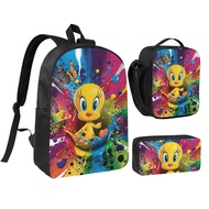 Tweety Bird New Large capacity student backpack,17in school bag /lunch box/pencil pouch set 3PCs。