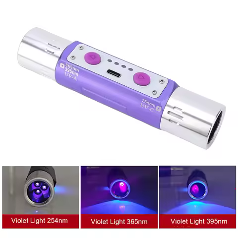 Longwave & Shortwave UV Flashlight Lamps 254nm 365nm 395nm Minerals Phosphor Detector UVA UVC Blackl