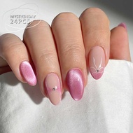 Wearing Nails French Red Pink Gradient Diamond Nails Finished Nails 24 Pieces Fake Nails