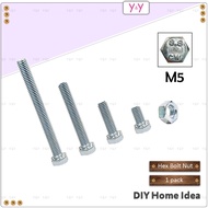 Y&Y Eco M5 Hex Bolt & Nut (Zinc) / Mild Steel Fastener Hex Screw / Hexagon Head Screw / Hex Skru M5 