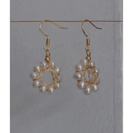 Natural Pearl Ear Hook Large Circle Handmade 4-5mm Circle