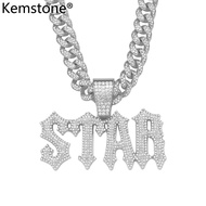 Kemstone Dominering Splicing Zircon ฝังจี้ตัวอักษรสร้อยคอผู้ชายชุบทองฮิปฮอปสร้อยคอเครื่องประดับ