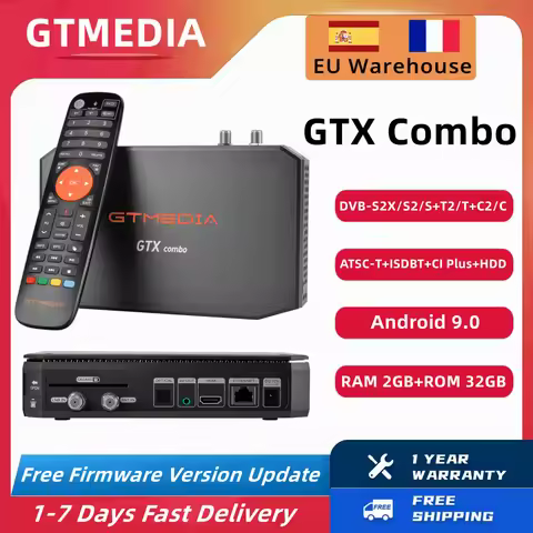 GTMEDIA GTX Combo 4K/8K UHD Smart TV Box Android 9.0+DVB-S/S2/S2X+T/T2+C/C2,2GB+32GB,CA Card Slot&CI