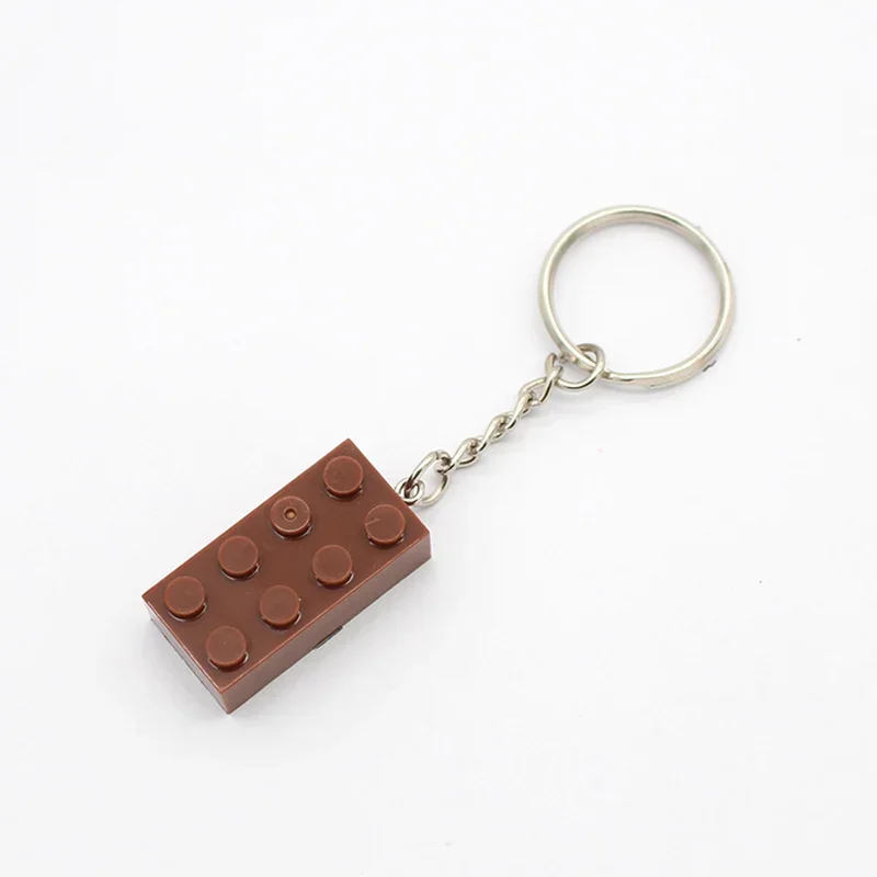 10pcs DIY MOC Brick Keychain Plate Thick Bricks 2x4 3001 Key Chain Building Block Gift for Kids Comp