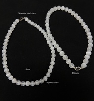 สร้อยคอหินเซเลไนต์ Selenite Necklace ขนาด8-10มิล