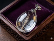 綠碧璽鈦帶滿天星水膽水晶・純銀吊墜