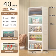 MILE Multi-Layer Storage Cabinet With Wheels Kitchen Cabinet Rack Almari Dapur Bertutup Almari Plast