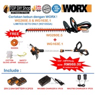 (RAYA PROMO) WORX WG260E.5 CORDLESS HEDGE TRIMMER 20V + WORX WG163E.1 20V 2.0AH CORDLESS GRASS TRIMM