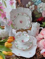 1910年英國Shelley手繪玫瑰骨瓷杯古董杯花茶杯馬年 新年情人節