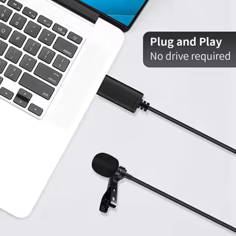 2X Universal USB Microphone Lavalier Microphone Clip-On Computer Mic Plug And Play Omnidirectional M