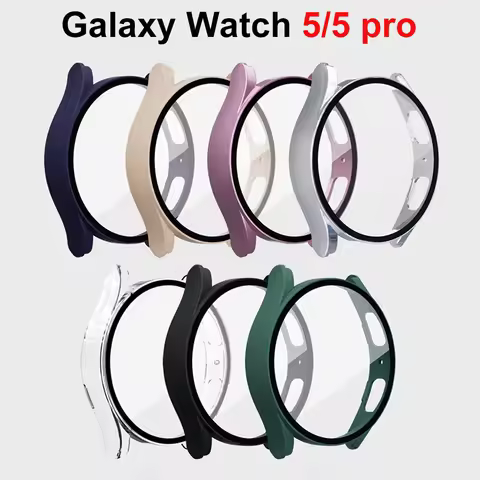 Glass+Case for Samsung Galaxy Watch 5 40mm 44mm accessories PC Bumper Cover All-Around Screen Protec