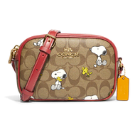 กระเป๋าถือ COACH แท้ รุ่นใหม่ Limited หายากมาก COACH CF248 Coach X Peanuts Mini Jamie Camera Bag In Signature Canvas With Snoopy Woodstock Print