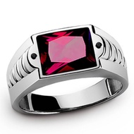 Mens Fashion 18K Platinum Gold Plated Sapphire Garnet CZ Wedding Ring USA Size 8-15