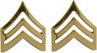 United States Army SGT E5 Insignia of Rank 1" Gold Tone Lapel Pins (Set of Two)