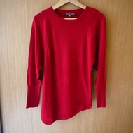 （可換物）［二手］GRAND ONIL 紅色 不規則下擺 長袖羊毛毛衣