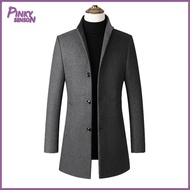 Yoewre Men Mid-length Windbreaker Men Coat with Easy Phone Access Mens Winter Jacket with Large Pock