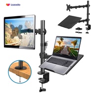 Monitor and Laptop Mount with Tray for 10- 27 inch Fully Adjustable Laptop Notebook Desk Mount up to