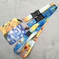 Van Gogh Painting ID Badge Card Sleeve Holder Protector With Neck Lanyard For Phone Strap ID Tag Card Keychain Anti-lost Accessories