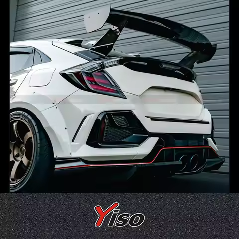 Suitable for Civic TypeR FK8 FK7 Hatchback Varis-styl Glass GT Spoiler Body Kit FK8 Type R FRP Rear 