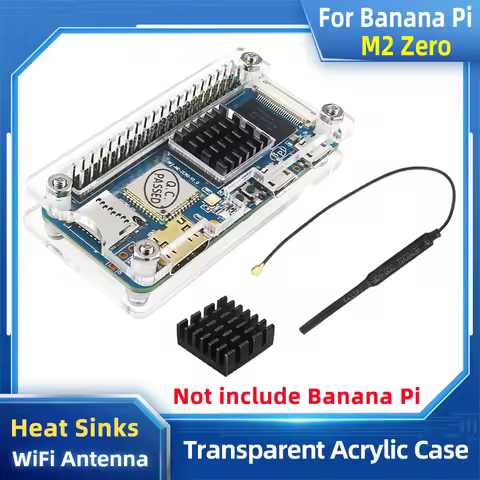 Banana Pi M2 Zero Acrylic Case Transparent Shell Optional Heat Sink WiFi Antenna for BPI-M2 Zero Boa