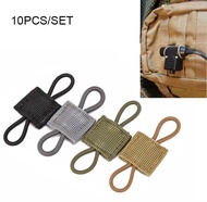 【Trusted】 10pcs/set Tactical Molle System Backpack Elastic Binding Buckle Carabiner Clip Bags Clasp Cord Fix Gear Elastic Strap