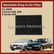 BMW 3 series E36, E46, 5 Series E39 Air filter Drop in Washable filter