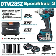 [COD pengiriman dalam 24 jam] Kualitas Draven DTW700Z 40V baterai  2050N.m Torque Brushless Cordless Electric Impact Wrench 1/2 inch Electric Wrench 2 Gears Handheld Rechargeable Wrench Power Tools Brushless motor