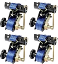 Ladder Rack Straps, W/J-Hook (4PCS), Blue Ladder Rack Ratchet Straps, 2" Black Round Tube Mount, 1.5