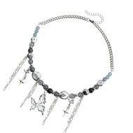 lu Stylish Star Pendant Necklace Handmade Star Beaded Necklace Butterfly Necklace