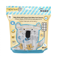 เบบี้โมบี้ Baby Moby ผ้าก๊อซแบบแท่งชนิดเติม (บรรจุ 80 ชิ้น) เช็ดลิ้น moby ผ้าก๊อซเช็ดลิ้น ผ้าเช็ดฟัน