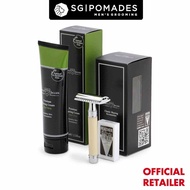 Edwin Jagger DE87 Imitation Ivory Razor, Shaving Cream Gift Set (Aloe Vera)-SGPOMADES