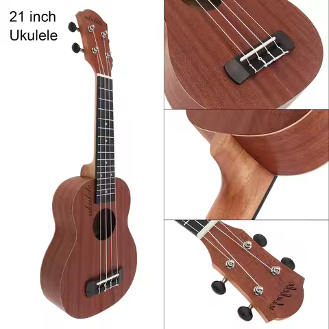 21 Inch Soprano Ukulele / Ukulele Bag Sapele Wood 15 Fret Four Strings Hawaii Guitar String Musical