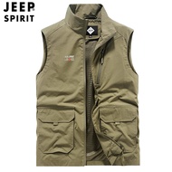เสื้อกั๊ก JEEP ของผู้ชายเสื้อกั๊กโอเวอร์ไซส์ทรงหลวมเสื้อกั๊กหลายกระเป๋าตกปลากลางแจ้งเสื้อกั๊กเสื้อกั