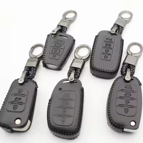 Genuine Leather Key Case Cover For Hyundai I40/I30/IX35/Tucson/Verna/Solaris/Elantra/Accent/I45/Sant