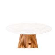 MODERN PRACTICAL TEAK WOOD AND SINTON STONE TOP TAHITI ROUND TABLE  FOR OUTDOORS